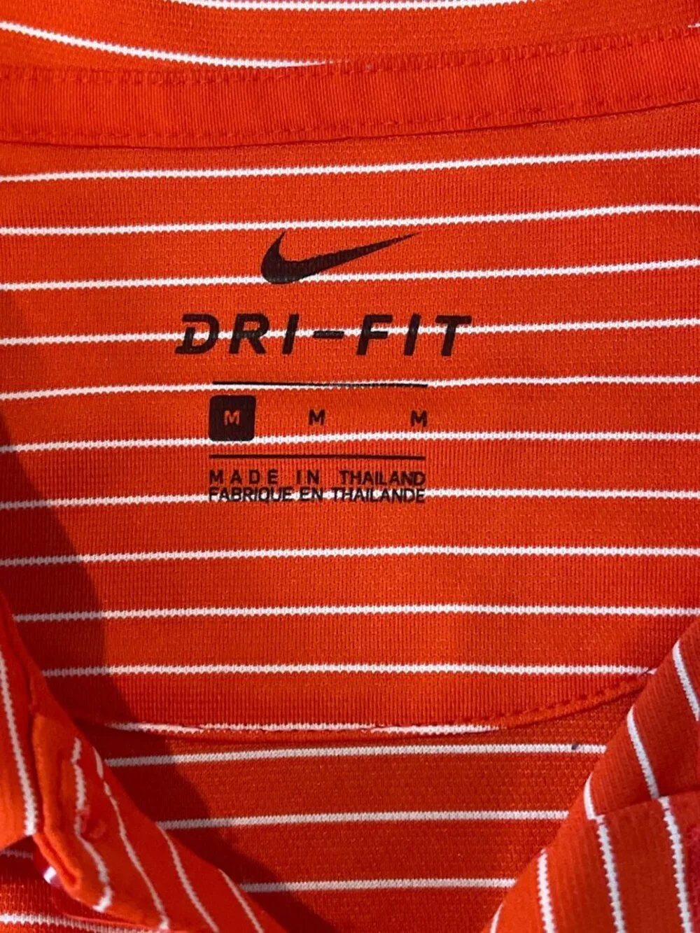 Nike Dri-Fit Striped Polo Mens Medium Orange